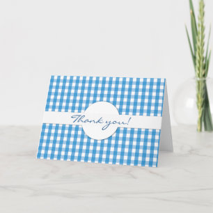 Blue Gingham Karo Pattern Dankeskarte