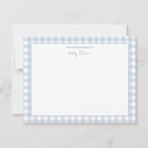 Blue Gingham Karo Personalisiert Flat Vielen Dank