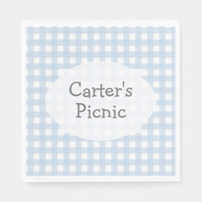 Blue Gingham Karo Print Picnic Party Napkin Serviette (Vorderseite)