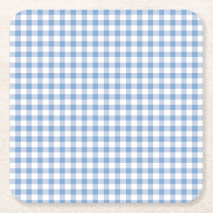 Blue Gingham Karo Rechteckiger Pappuntersetzer