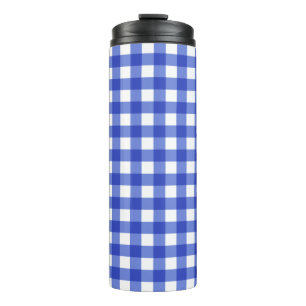 Blue Gingham Karo Thermosbecher