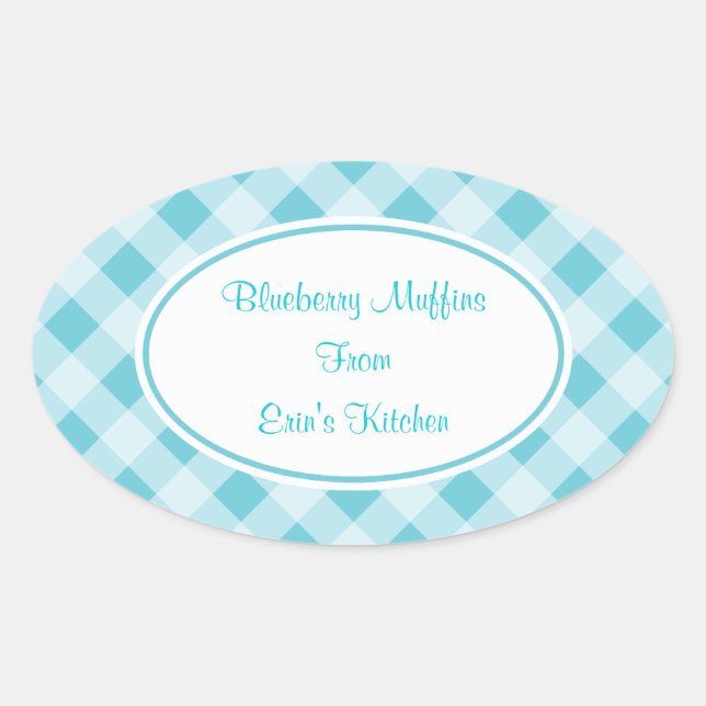 Blue Gingham Kitchen Stickers (Vorderseite)