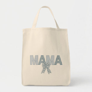 Blue Gingham MAMA mit Bogen Tragetasche