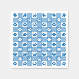 Blue Gingham mit Paw Prints Picnic Party Serviette