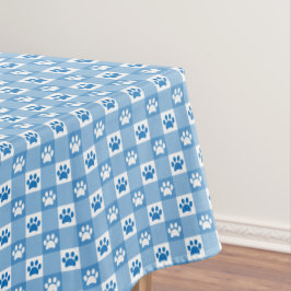 Blue Gingham mit Paw Prints Picnic Tischdecke