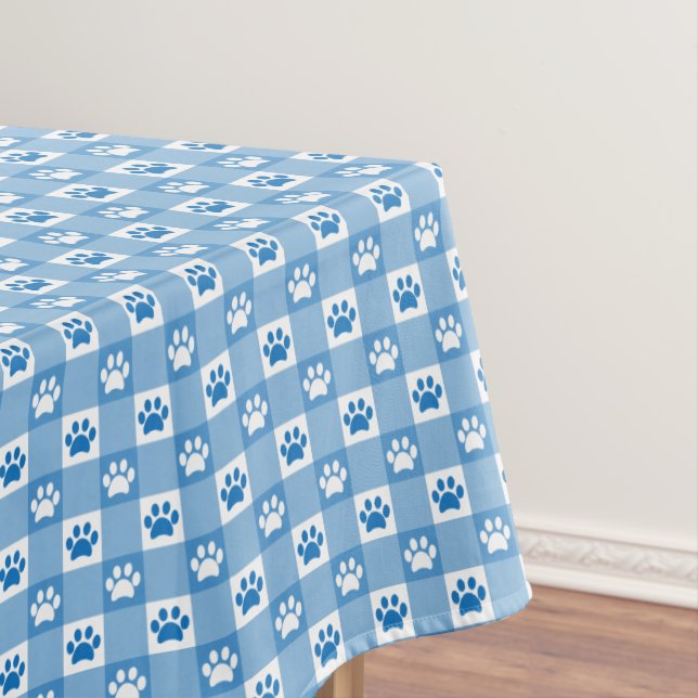 Blue Gingham mit Paw Prints Picnic Tischdecke (Beispiel)