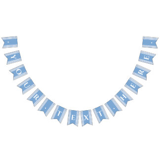 Blue Gingham Monogram Picnunting Banner