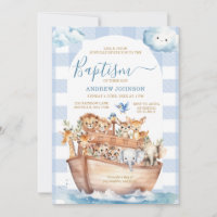 Blue Gingham Noahs Ark Niedlicher Tiere Taufe