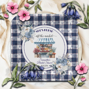 Blue Gingham Off the Market Floral Brautparty Pappteller