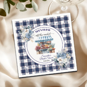 Blue Gingham Off the Market Floral Brautparty Serviette