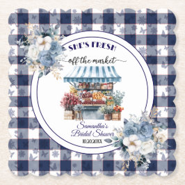 Blue Gingham Off the Market Floral Brautparty Untersetzer