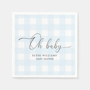 Blue Gingham Oh Baby Paper Napkin Serviette