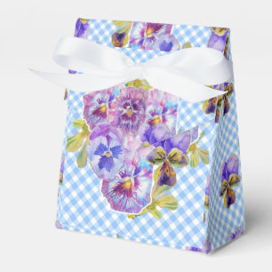 Blue Gingham Pansy Floral Wedding Party Cake Geschenkschachtel