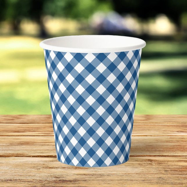 Blue Gingham Paper Cups Pappbecher (Von Creator hochgeladen)