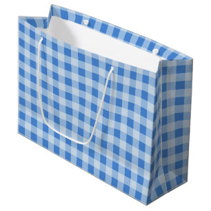 Blue Gingham Pattern Große Geschenktasche Geschenktüte