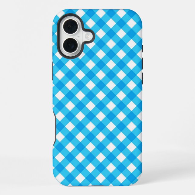 Blue Gingham Pattern iPhone Hülle (Rückseite)