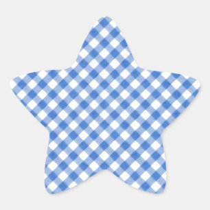 Blue Gingham Pattern Stern-Aufkleber