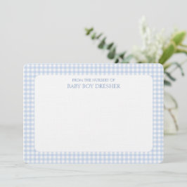 Blue Gingham Personalisiert Mitteilungskarte