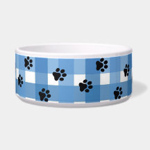 Blue Gingham Pet Bowl, Chic und Elegant