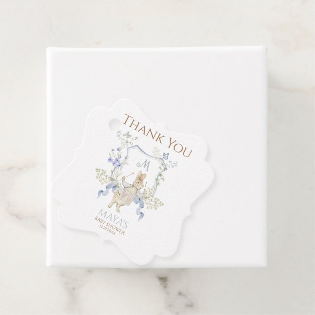 Blue Gingham Peter die Rabbit Baby Dusche MUTED BL Geschenkanhänger (Beispiel)