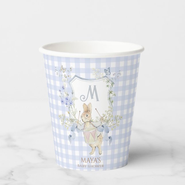 Blue Gingham Peter die Rabbit Baby Dusche MUTED BL Pappbecher (Vorderseite)