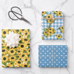 Blue Gingham Polka Dots Sonnenblumen Blumenmuster Geschenkpapier Set<br><div class="desc">Sonnenblumenblätter mit passenden gemischten Mustern: eine mit vielen gelben Sonnenblumen,  eine mit blauen und weißen Polka-Punkten und eine mit blauem Gingham mit Sonnenblumenhaufen. Für Grillen Babyduschen,  Grillen Verlobungs-Partys,  Grillen Brautparty,  Grillen Geburtstage und vieles mehr!</div>