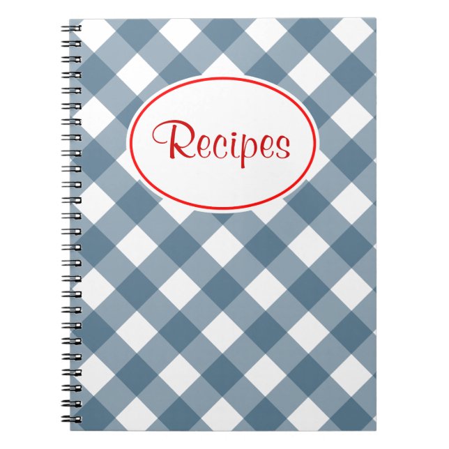 Blue Gingham Recipe Notebook Notizblock (Vorderseite)
