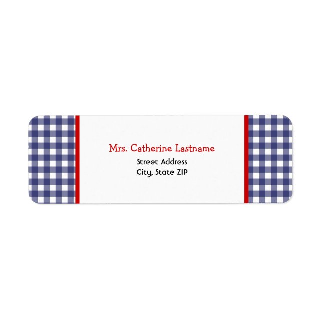 Blue Gingham & Red Address Label (Vorne)
