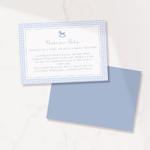 Blue Gingham Rocking Horoks for Baby Card Ankündigung
