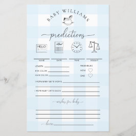 Blue Gingham Rocking Horse Baby Predictions Game