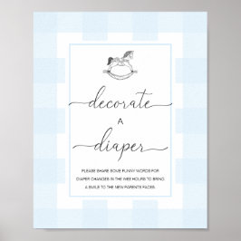 Blue Gingham Rocking Horse Dekorieren Ein Windelsp Poster