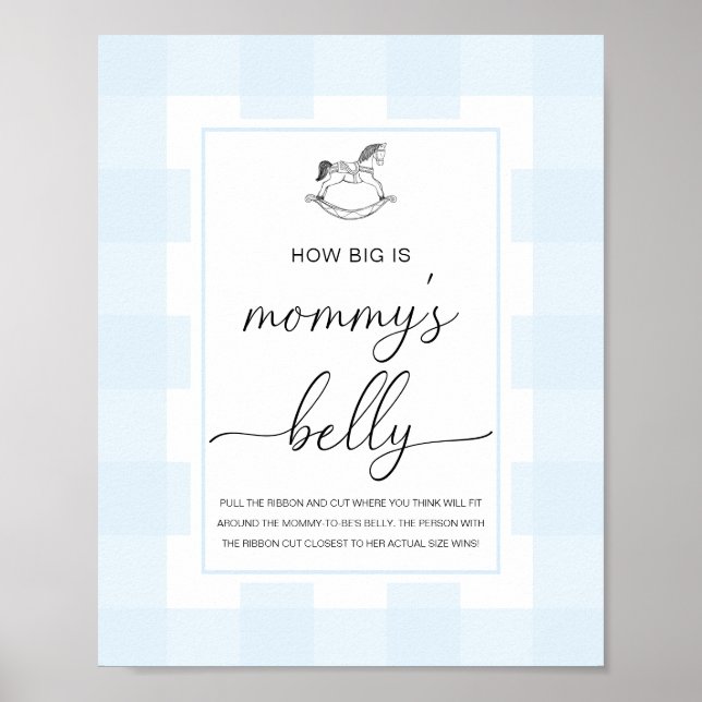 Blue Gingham Rocking Horse wie groß ist ihr Bauch Poster (Vorne)