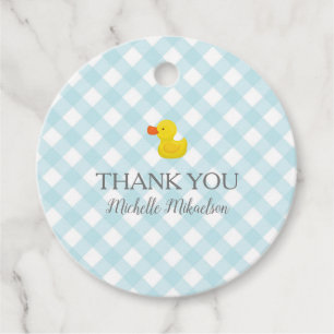 Blue Gingham Rubber Duckie Baby Duckie Geschenkanhänger