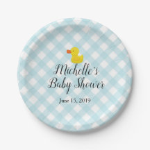 Blue Gingham Rubber Duckie Baby Duckie
