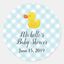 Blue Gingham Rubber Duckie Baby Duckie