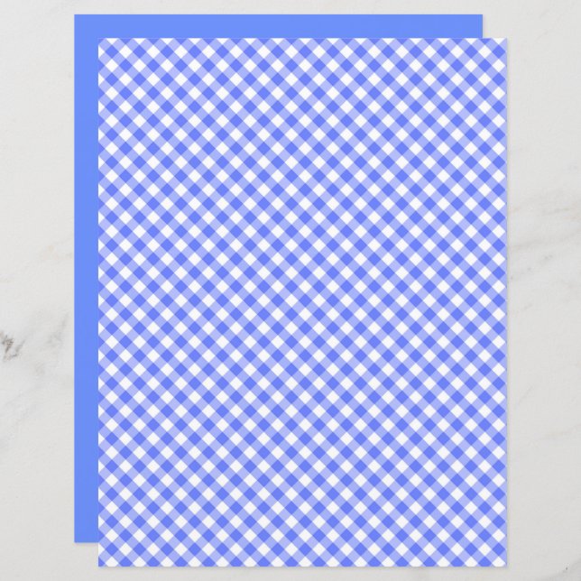 Blue Gingham Scrapbook Paper (Vorne/Hinten)