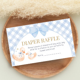 Blue Gingham Silly Goose Baby Shower Diaper Raffle Begleitkarte