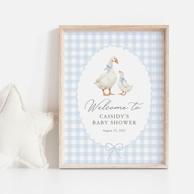Blue Gingham Silly Goose Baby Shower Welcome Sign Poster (Von Creator hochgeladen)