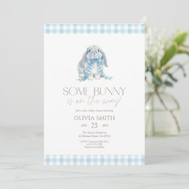 Blue Gingham Some Bunny Baby Shower Einladung