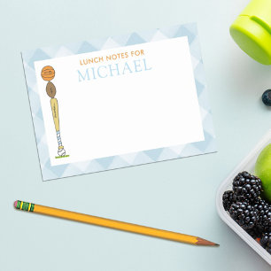 Blue Gingham Sports Balls Kids Custom Lunch Box Post-it Klebezettel