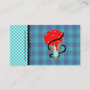 Blue Gingham Strawberry Ice Creme Visitenkarte