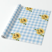 Blue Gingham Sunflower Baby Showpapier
