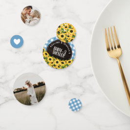 Blue Gingham & Sunflowers Baby-Q Dusche Konfetti