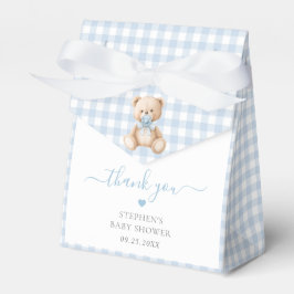 Blue Gingham Teddy Bear Baby Shower Geschenkschachtel