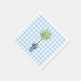 Blue Gingham Topiary Paper Serviette