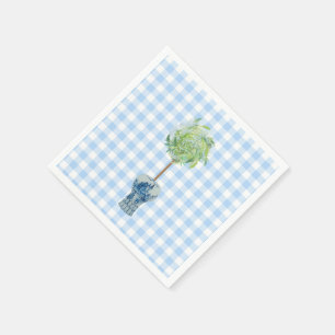 Blue Gingham Topiary Paper Serviette