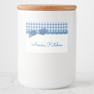 Blue Gingham und Bow Lebensmitteletikett