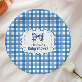 Blue Gingham und Bow Pappteller
