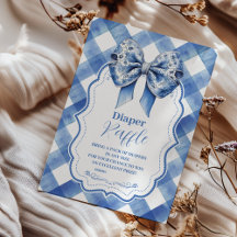 Blue Gingham und Bow Raffle Diapper Enclos