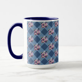 Blue Gingham und Lila Blue Floral Country Tasse